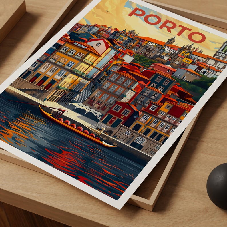 Porto Poster, Portugal Travel Print, Porto Cityscape Art, Port City Illustration, Europe Poster, Scenic Wall Art, Home Decor, Birthday Gift