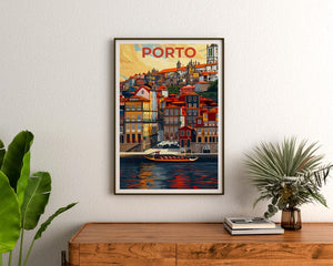 Porto Poster, Portugal Travel Print, Porto Cityscape Art, Port City Illustration, Europe Poster, Scenic Wall Art, Home Decor, Birthday Gift