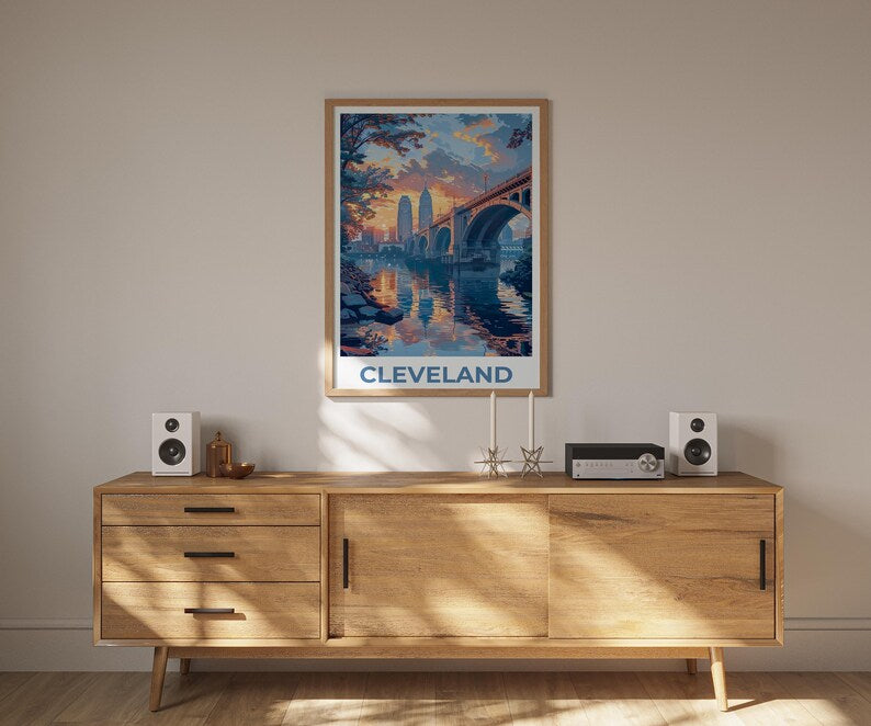 Cleveland Print, Ohio Poster, City Art, Cleveland Illustration, Cleveland Poster, Cleveland Ohio Gift,  Birthday Gift
