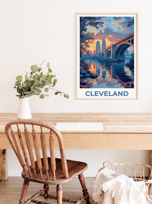 Cleveland Print, Ohio Poster, City Art, Cleveland Illustration, Cleveland Poster, Cleveland Ohio Gift,  Birthday Gift