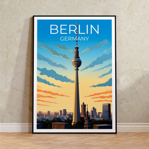 Affiche de voyage de Berlin, Art mural d’Allemagne, Impression d’Allemagne, Affiche de Berlin, Affiche de Berliner Fernsehturm, Affiche de ville, Art de Berlin