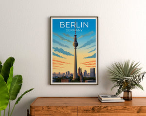 Affiche de voyage de Berlin, Art mural d’Allemagne, Impression d’Allemagne, Affiche de Berlin, Affiche de Berliner Fernsehturm, Affiche de ville, Art de Berlin