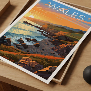 Wales Reiseposter, UK Wandkunst, UK Druck, Wales Poster, UK Poster, Großbritannien Poster, Wales Druck