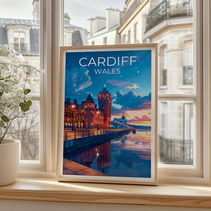 Cardiff Travel Print, Wales Poster, United Kingdom Wall Art, Cardiff Illustration, Wales Print, Home Decor, Birthday Gift