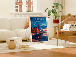Cardiff Travel Print, Wales Poster, United Kingdom Wall Art, Cardiff Illustration, Wales Print, Home Decor, Birthday Gift