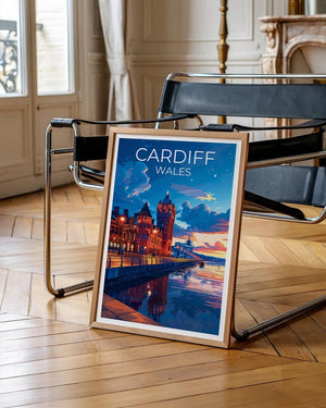 Cardiff Travel Print, Wales Poster, United Kingdom Wall Art, Cardiff Illustration, Wales Print, Home Decor, Birthday Gift