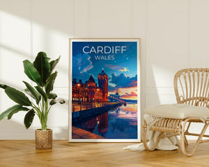 Cardiff Travel Print, Wales Poster, United Kingdom Wall Art, Cardiff Illustration, Wales Print, Home Decor, Birthday Gift