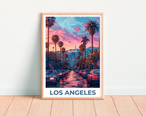 Los Angeles Travel Poster, California Print, Hollywood Art, LA Illustration, City Poster, Hollywood Poster, Home Decor, Birthday Gift