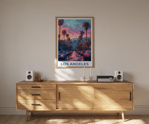Los Angeles Travel Poster, California Print, Hollywood Art, LA Illustration, City Poster, Hollywood Poster, Home Decor, Birthday Gift