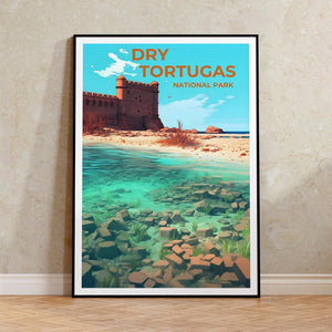 Affiche de voyage Dry Tortugas, art mural de Floride, impression de Floride, affiche Dry Tortugas, affiche Fort Jefferson, affiche nature