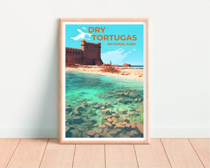Affiche de voyage Dry Tortugas, art mural de Floride, impression de Floride, affiche Dry Tortugas, affiche Fort Jefferson, affiche nature