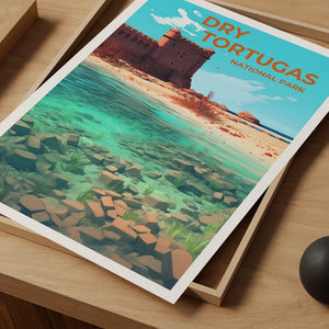 Affiche de voyage Dry Tortugas, art mural de Floride, impression de Floride, affiche Dry Tortugas, affiche Fort Jefferson, affiche nature