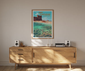 Affiche de voyage Dry Tortugas, art mural de Floride, impression de Floride, affiche Dry Tortugas, affiche Fort Jefferson, affiche nature