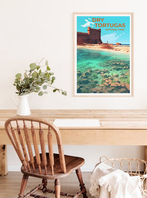 Affiche de voyage Dry Tortugas, art mural de Floride, impression de Floride, affiche Dry Tortugas, affiche Fort Jefferson, affiche nature