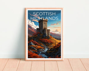 Schottisches Hochland Reiseposter, Schottland Wandkunst, Schottland Druck, Schottisches Hochland Poster, Schottland Poster, Schottisches Burg Poster
