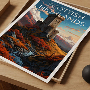 Schottisches Hochland Reiseposter, Schottland Wandkunst, Schottland Druck, Schottisches Hochland Poster, Schottland Poster, Schottisches Burg Poster