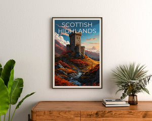 Schottisches Hochland Reiseposter, Schottland Wandkunst, Schottland Druck, Schottisches Hochland Poster, Schottland Poster, Schottisches Burg Poster