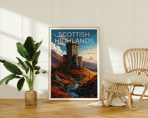Schottisches Hochland Reiseposter, Schottland Wandkunst, Schottland Druck, Schottisches Hochland Poster, Schottland Poster, Schottisches Burg Poster