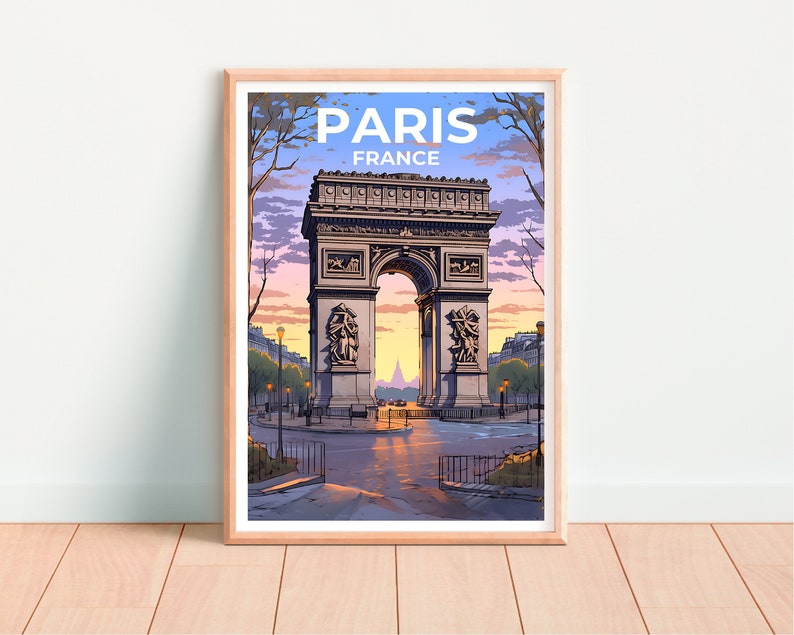 Paris Travel Poster, France Wall Art, France Print, Paris Poster, Arc de Triomphe Poster, City Poster, Wall Decor