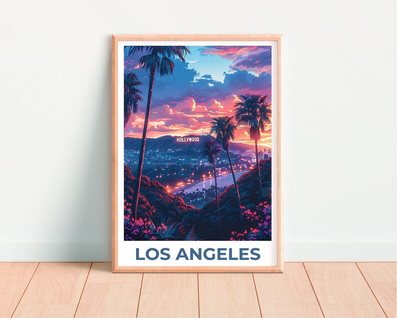 Los Angeles Print, California Poster, Hollywood Art, Los Angeles Illustration, City Skyline Poster, Hollywood Gift, Birthday Gift