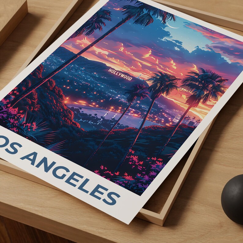 Los Angeles Print, California Poster, Hollywood Art, Los Angeles Illustration, City Skyline Poster, Hollywood Gift, Birthday Gift