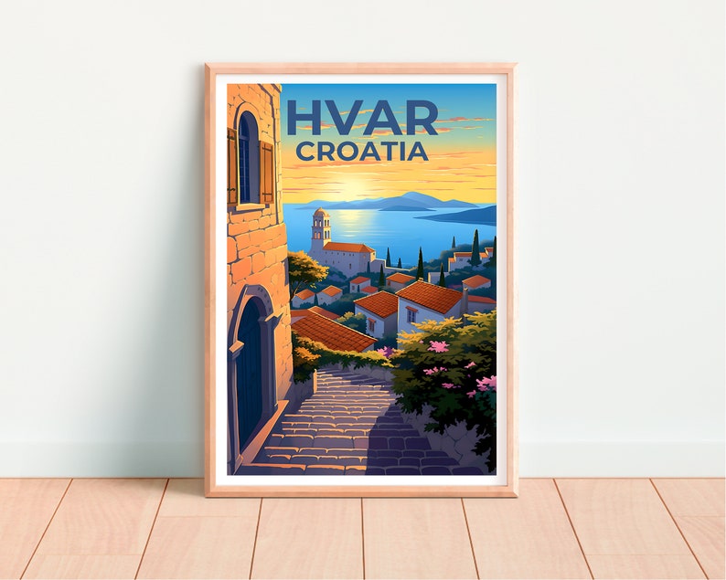 Hvar Travel Poster, Croatia Wall Art, Croatia Print, Hvar Poster, Croatia Poster, Europe Poster, Hvar Art