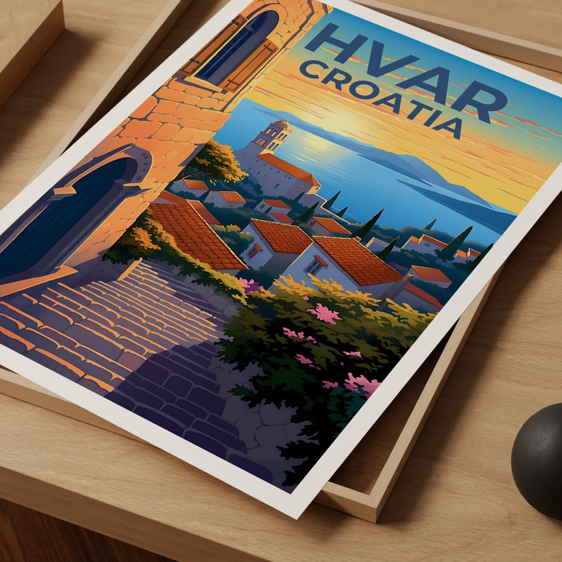 Hvar Travel Poster, Croatia Wall Art, Croatia Print, Hvar Poster, Croatia Poster, Europe Poster, Hvar Art