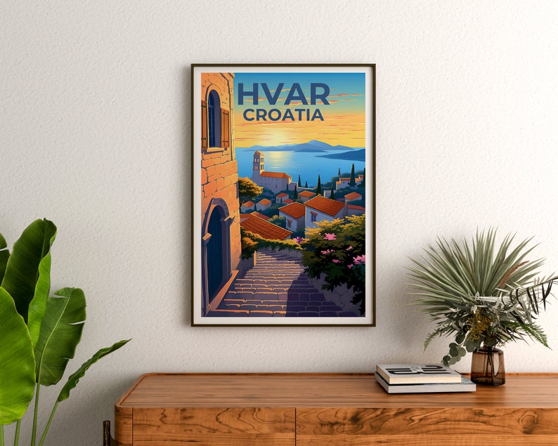 Hvar Travel Poster, Croatia Wall Art, Croatia Print, Hvar Poster, Croatia Poster, Europe Poster, Hvar Art