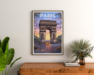 Paris Travel Poster, France Wall Art, France Print, Paris Poster, Arc de Triomphe Poster, City Poster, Wall Decor