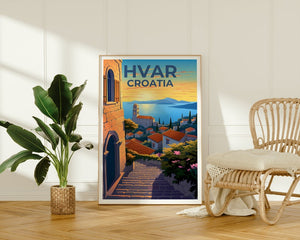 Hvar Travel Poster, Croatia Wall Art, Croatia Print, Hvar Poster, Croatia Poster, Europe Poster, Hvar Art