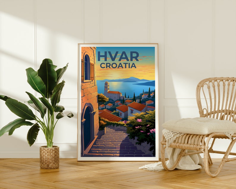 Hvar Travel Poster, Croatia Wall Art, Croatia Print, Hvar Poster, Croatia Poster, Europe Poster, Hvar Art