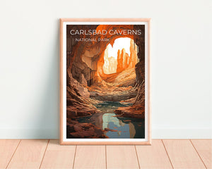 Affiche de voyage des grottes de Carlsbad, art mural du Nouveau-Mexique, impression du Nouveau-Mexique, affiche des grottes de Carlsbad, affiche de la grotte, affiche de la nature
