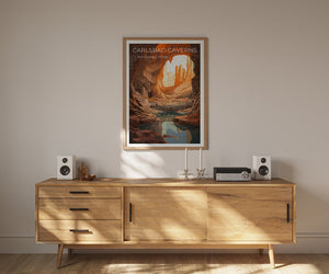 Affiche de voyage des grottes de Carlsbad, art mural du Nouveau-Mexique, impression du Nouveau-Mexique, affiche des grottes de Carlsbad, affiche de la grotte, affiche de la nature