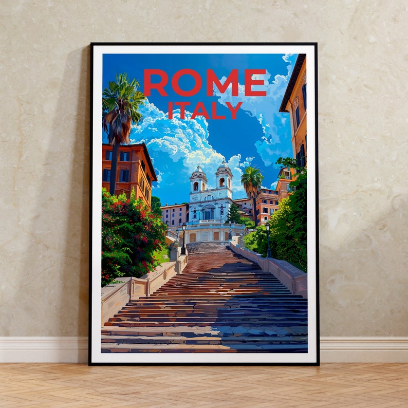 Spanish Steps Poster, Spanish Steps Print, Rome Art, Rome Print, Spanish Steps Travel Poster, Rome Poster, Italy Poster