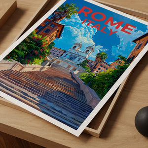 Spanish Steps Poster, Spanish Steps Print, Rome Art, Rome Print, Spanish Steps Travel Poster, Rome Poster, Italy Poster