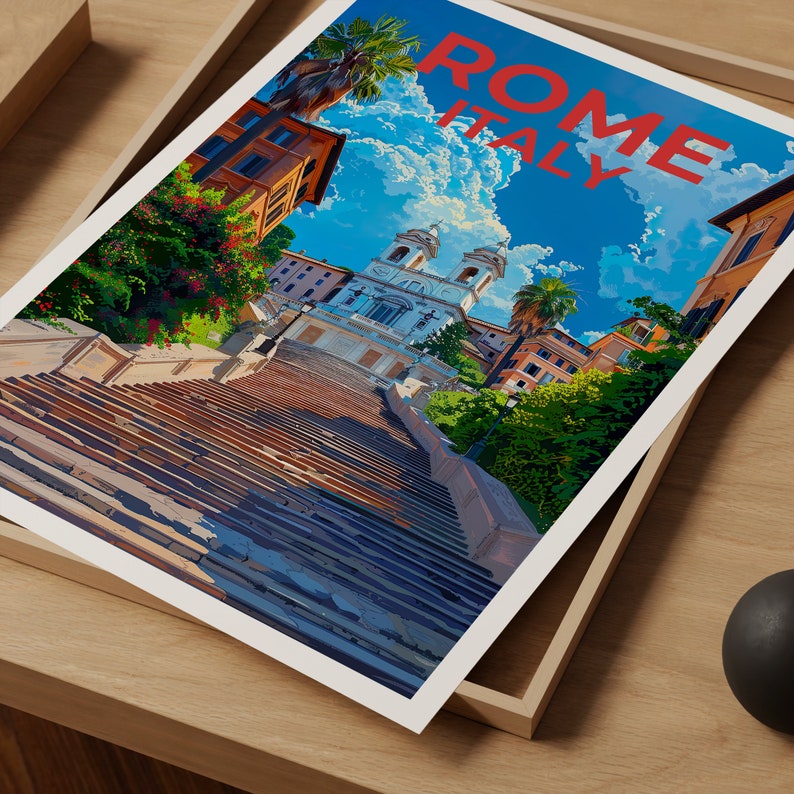 Spanish Steps Poster, Spanish Steps Print, Rome Art, Rome Print, Spanish Steps Travel Poster, Rome Poster, Italy Poster