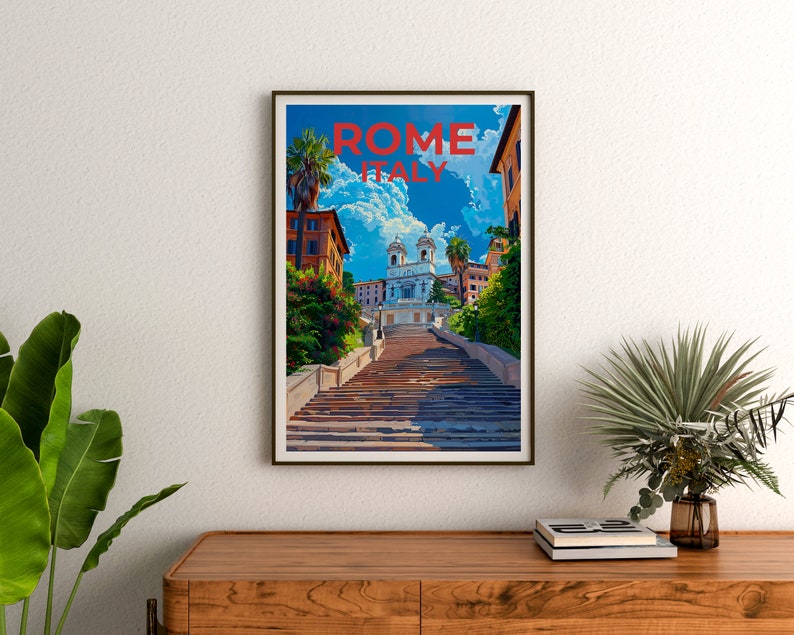 Spanish Steps Poster, Spanish Steps Print, Rome Art, Rome Print, Spanish Steps Travel Poster, Rome Poster, Italy Poster
