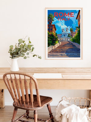 Spanish Steps Poster, Spanish Steps Print, Rome Art, Rome Print, Spanish Steps Travel Poster, Rome Poster, Italy Poster