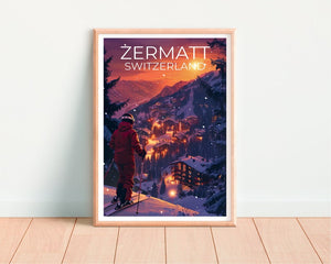 Affiche Zermatt, Affiche Zermatt, Affiche Suisse, Affiche Suisse, Affiche de voyage Zermatt, Affiche de ski, Alpes suisses