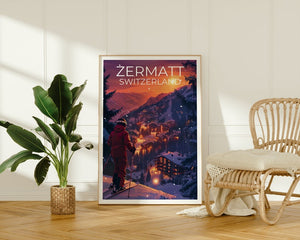 Affiche Zermatt, Affiche Zermatt, Affiche Suisse, Affiche Suisse, Affiche de voyage Zermatt, Affiche de ski, Alpes suisses