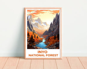 Affiche de voyage de la forêt nationale d'Inyo, art mural de Californie, impression de Californie, affiche de la forêt nationale d'Inyo, affiche de Californie, affiche de montagne