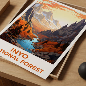 Affiche de voyage de la forêt nationale d'Inyo, art mural de Californie, impression de Californie, affiche de la forêt nationale d'Inyo, affiche de Californie, affiche de montagne