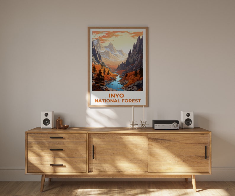 Affiche de voyage de la forêt nationale d'Inyo, art mural de Californie, impression de Californie, affiche de la forêt nationale d'Inyo, affiche de Californie, affiche de montagne