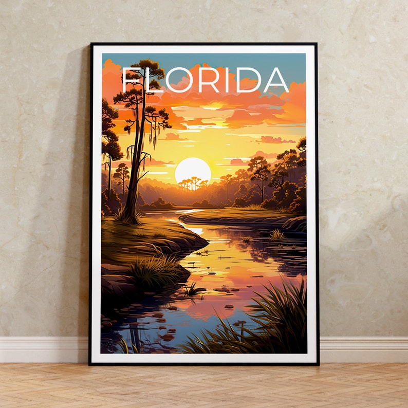 Florida Travel Poster, Florida Wall Art, Florida Print, Florida Poster, Everglades Poster, Nature Poster, Florida Art