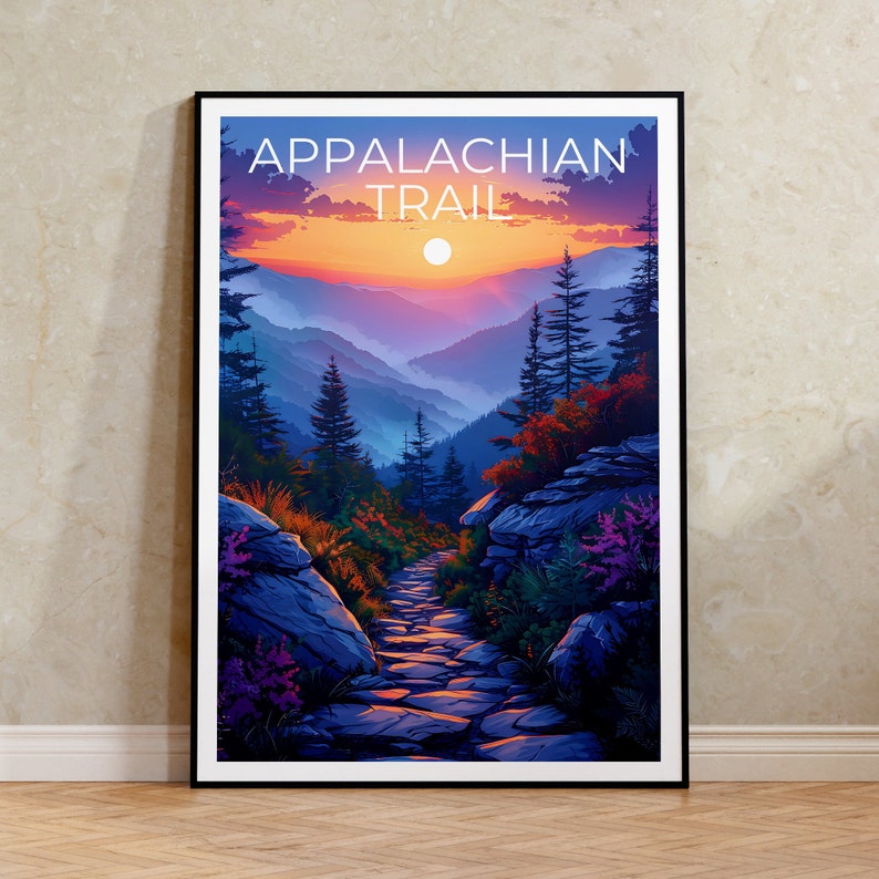 Appalachian Trail Poster, Appalachian Trail  Print, Hiking Gift, Appalachia Print, Mountain Poster, Forest Poster