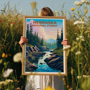Nebraska National Forest Travel Print, Forest in Spring Poster, Midwest Wall Art, Nebraska Poster, Home Decor, Birthday Gift