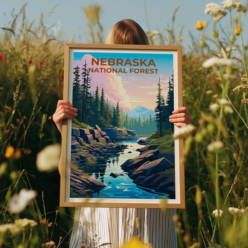 Nebraska National Forest Travel Print, Forest in Spring Poster, Midwest Wall Art, Nebraska Poster, Home Decor, Birthday Gift