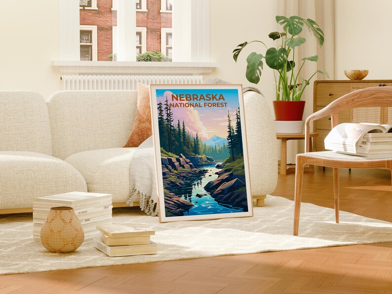 Nebraska National Forest Travel Print, Forest in Spring Poster, Midwest Wall Art, Nebraska Poster, Home Decor, Birthday Gift
