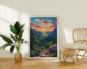 Affiche de voyage du Dakota du Nord, art mural du Dakota du Nord, impression du Dakota du Nord, affiche du Dakota du Nord, affiche de forêt, affiche de nature, art du Dakota du Nord