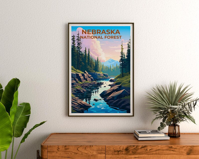 Nebraska National Forest Travel Print, Forest in Spring Poster, Midwest Wall Art, Nebraska Poster, Home Decor, Birthday Gift